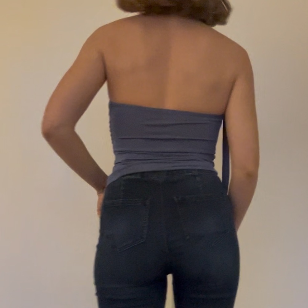 Stylish Blue Ruched Tube Top - Picture 4 of 4